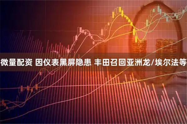 微量配资 因仪表黑屏隐患 丰田召回亚洲龙/埃尔法等